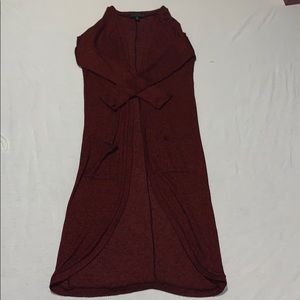 Red and black long cardigan